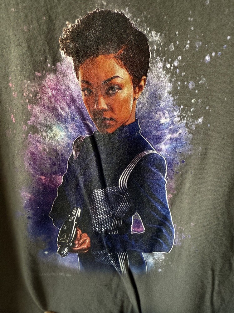 Star Trek Discovery Captain Burnham Graphic T-Shirt Men’s 3XL Gray Cotton