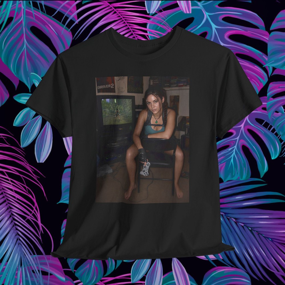 Lara Croft Tomb Raider Shirt Y2K Gamer Girl Retro PlayStation PS1 Graphic Tee