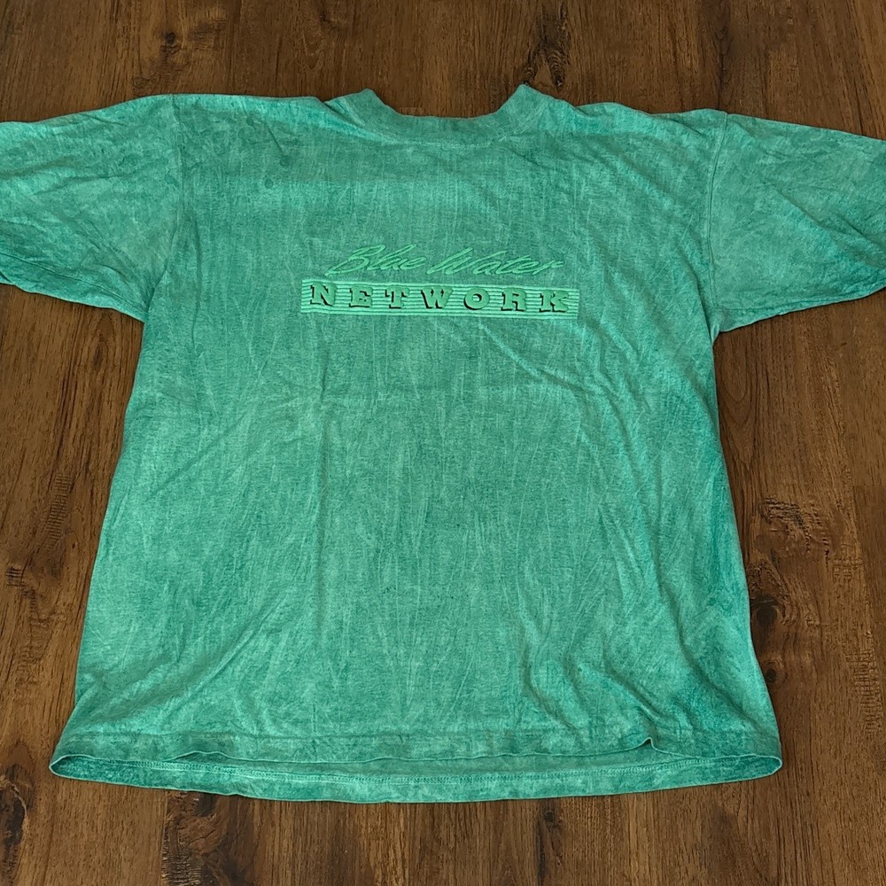 Vintage Mineral Wash Teal Cotton T-Shirt Size Large Surf Beachcore Y2K