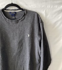 Polo Ralph Lauren Mens Sz 2XL Grey Waffle Knit Long Sleeve Crew Neck T-Shirt