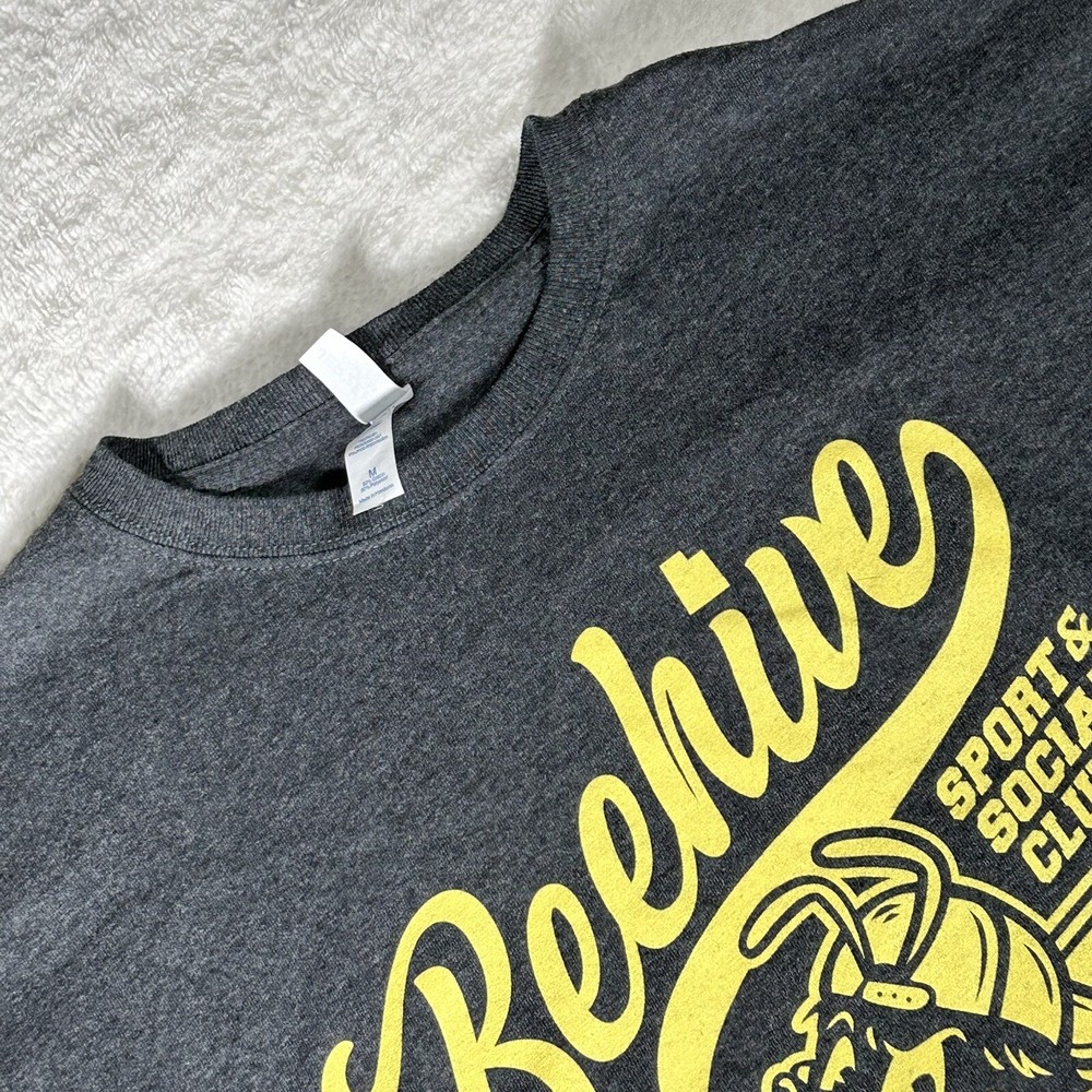 JERZEES Beehive And Club T Shirt Men’s Medium Solid Black Pullover Short Sleeve