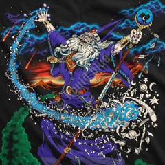 WIZARD-Big Print 2 SD T-SHIRT S,M,L,XL,XXL LIQUID BLUE Merlin,Potter,Necromancer