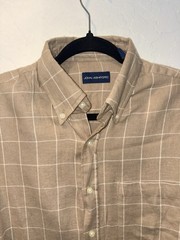 New John Ashford Beige Flannel Plaid Shirt Small