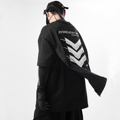 MFCT Cyberpunk Printed Streetwear Elbow Sleeve Techwear Graphic Tees Men