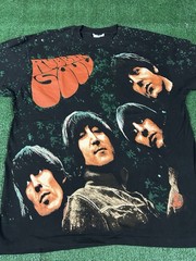 VINTAGE 90’s THE BEATLES RUBBER SOUL ALL OVER PRINT AOP ROCK SHIRT Sz L Rock