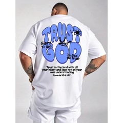 Men’s Summer Men’s Trust God Christian Graphic T-Shirt Bible Verse Faith Tee