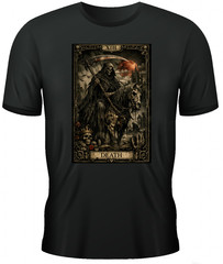 Death Tarot Card T-Shirt Grim Reaper Gothic Horror DTG Print Black Tee INSANE