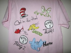 Vintage Dr Suess Mania Shirt women S pink front back all character graphic RARE