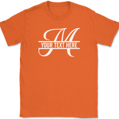 Letter M Monogram Your Text Here Custom T-Shirt Personalize Family Tee