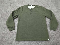 London Fog Thermal Shirt Mens L Green Long Sleeve Ribbed Knit Fleece Lined