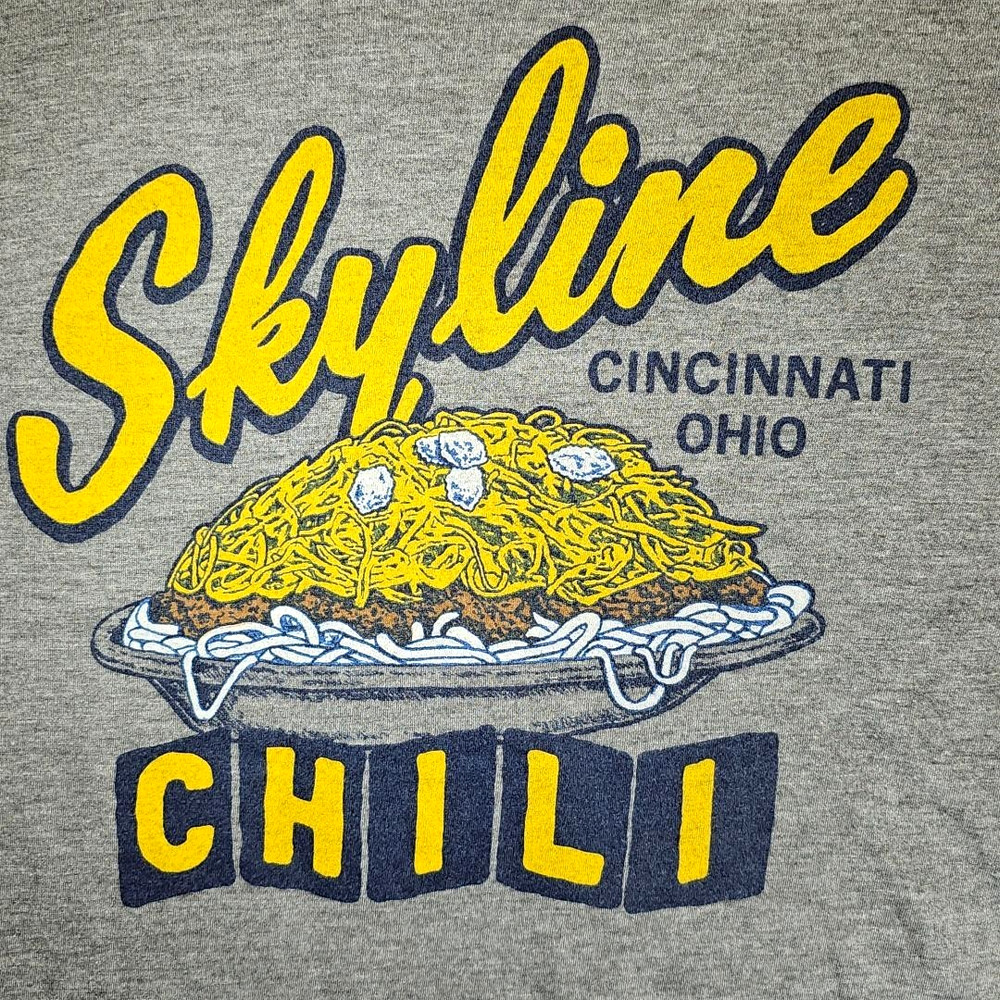 Homage Skyline Chili T-Shirt Size L Gray Retro Cincinnati Ohio Crew Neck Vintage