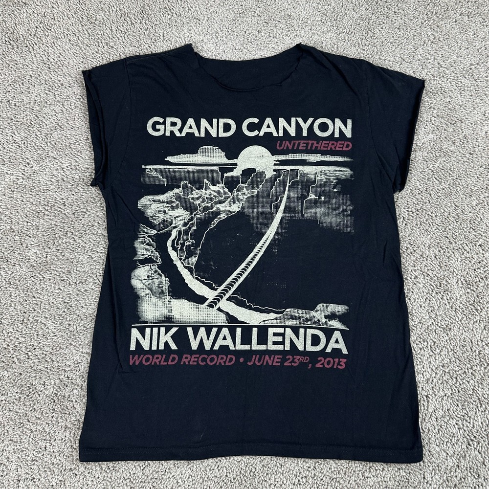 Nik Wallenda Shirt Mens Medium Black White Grand Canyon Tight Rope World Record