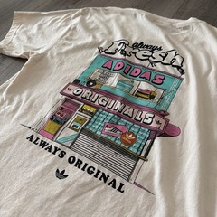Men’s Adidas Classic Vintage “Always Fresh” Graphic Print T-Shirt Ivory White S