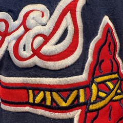 Nike Atlanta Braves T-Shirt Mens Large Navy Blue Embroidered Logo MLB Vintage