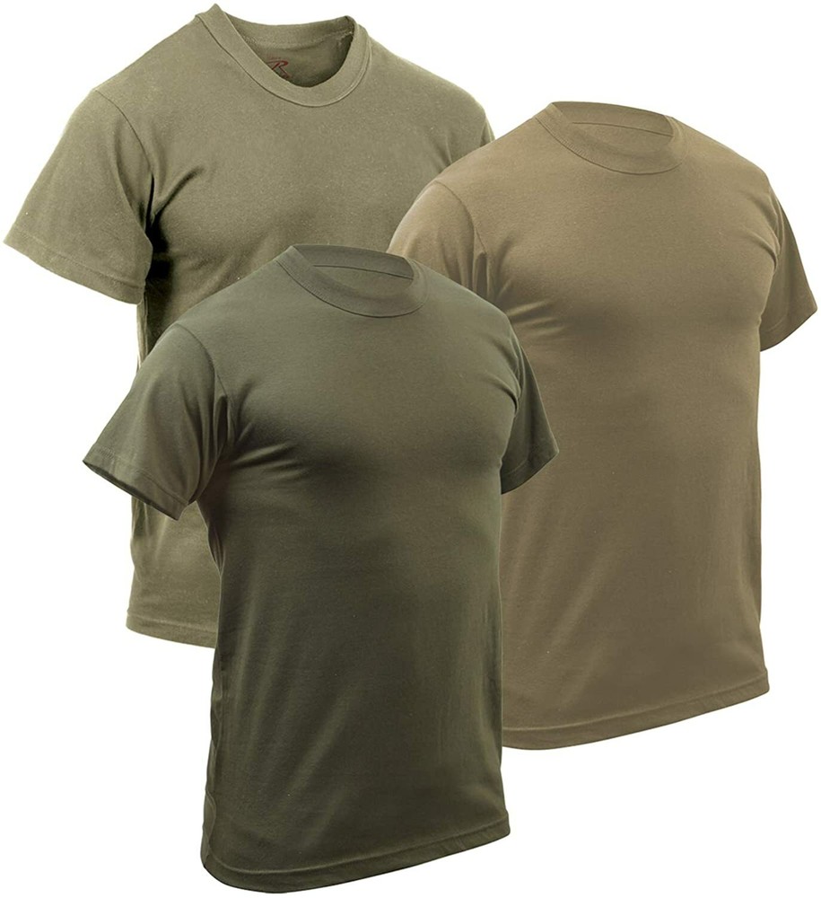 US Military Solid T-Shirt USA Army Military Tees 3-Pack (Khaki, Olive & Coyote)