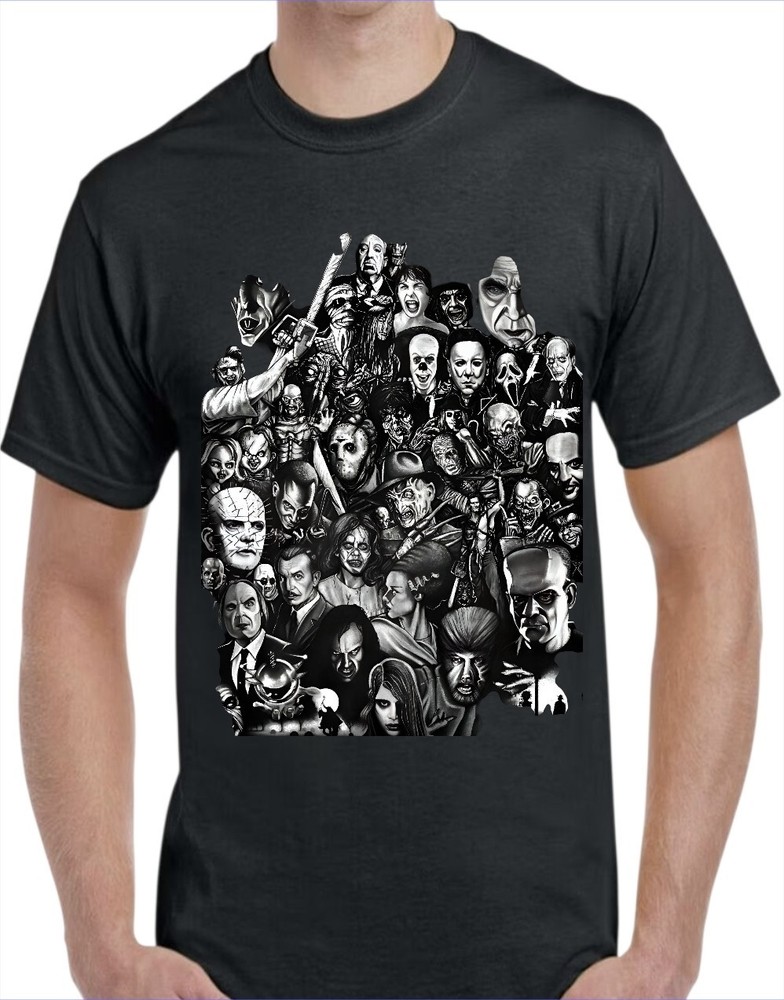 Halloween Horror Movies Men’s T-Shirt White or Black or Gray Small to 3X-Large