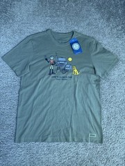 Life Is Good Shirt Mens M Green LOW ‘N SLOW Graphic Crew Neck Cotton Grill