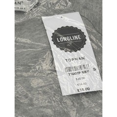 Topman Mens Longline T-Shirt Grey Crew Neck Raglan Sleeve 71Q01PGRY New Small
