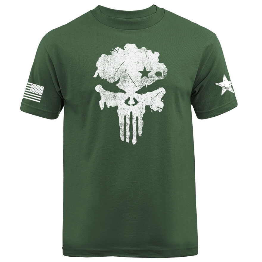 Skull US Flag American Pride Warrior Patriotic Military T-shirt