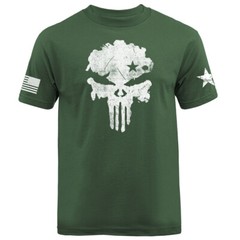Skull US Flag American Pride Warrior Patriotic Military T-shirt
