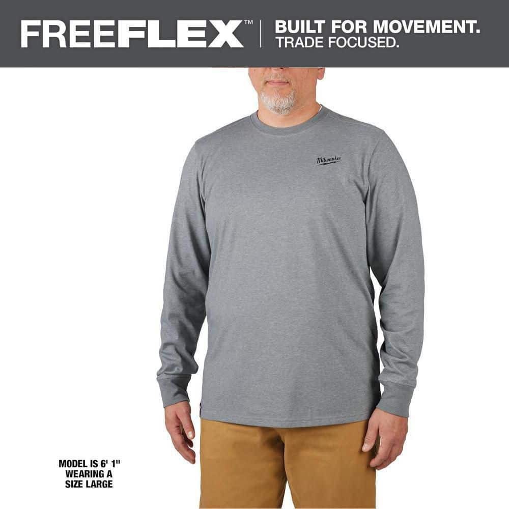 Milwaukee Men’s Medium Gray Cotton/Polyester Long-Sleeve Hybrid Work T-Shirt