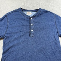 Faherty Brand Shirt Mens M Indigo Blue Long Sleeve Henley Tee Casual Preppy