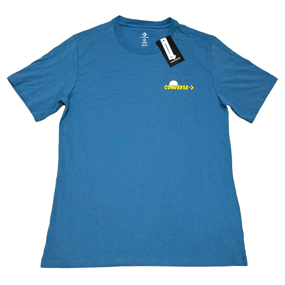 CONVERSE Men’s T-Shirt Standard Fit Blue Graphic Tee Short Sleeves MEDIUM NWT