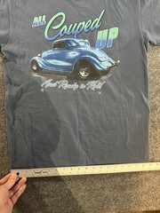 Gildan Heavy Cotton Men’s Gray Tagless Crew Neck Car Graphic T-Shirt Size M