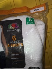 6 White Small S 34-36 Inch A-Shirt Tanks – Fruit Of The Loom – NIP