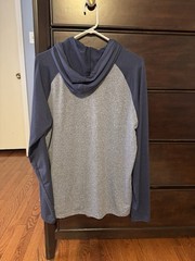 01.ALGO Med Long Sleeve Hooded T-Shirt – Blue/Grey (UPF 40, Recycled Fabric)