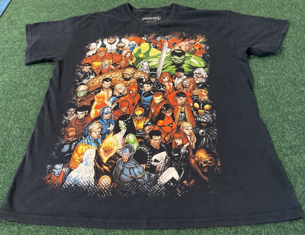 Marvel Super Heroes Men’s Black T Shirt Size MD 38/40