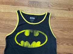 Batman Tank Top Men’s Size Small Gray Yellow Graphic Print Scoop Neck