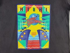 Single Stitch Planet Hollywood Miami Art Deco Dark Grayish Blue T-shirt Size XL*