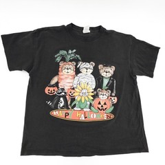 Vintage Halloween Teddy Bears Shirt Mens Large Black Single Stitch Graphic