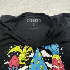 Adult T-Shirt, Black, Size M – Crooked X-Ray Vision Wizard Dragon Neon Graphic