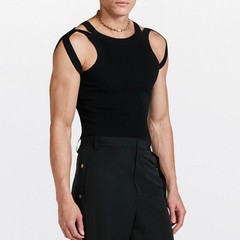 Slim Fit Knitted Tank Top Men’s Elastic Base Coat Sexy Tight Sleeveless T-Shirt
