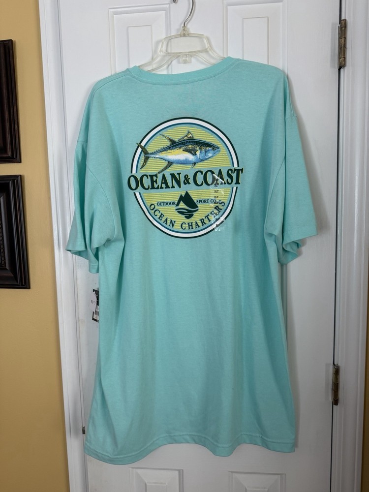 Ocean & Coast Ocean Charters Men’s XLT Tall Blue Double-Sided Fish Tee