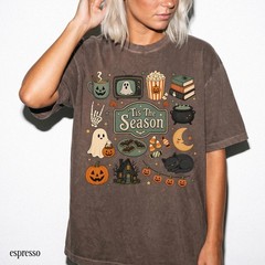 Vintage Halloween Shirt Tis The Season Cute Ghost Retro Fall Unisex Graphic Tee