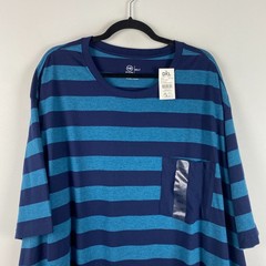 Harbor Bay HB Big & Tall T Shirt Size 5XLT Blue Stripe Short Sleeve Crew Neck