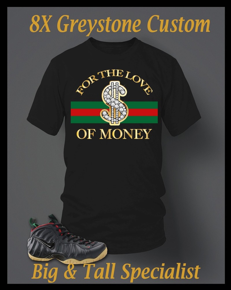 Mens Big & Tall For the Love of Money Hip Hop Sneaker Tee Shirt Big 8X Greystone