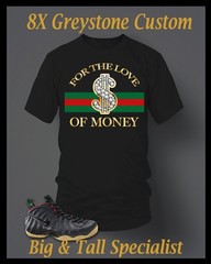 Mens Big & Tall For the Love of Money Hip Hop Sneaker Tee Shirt Big 8X Greystone