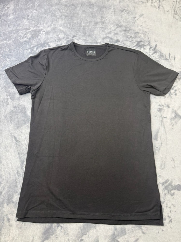 CUTS Clothing Split-Hem Crewneck T-Shirt Mens Medium Black Pyca Pro