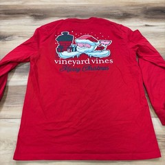 Vineyard Vines Long Sleeve Shirt Mens M Santa Christmas Cotton Classic Holiday