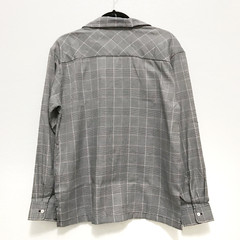 Halham, Mens Long Sleeve Gray and White Plaid Button Down Shirt, Medium