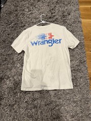 Wrangler Men’s M White Cotton Knit Crew Neck Logo Graphic Pocket Tee