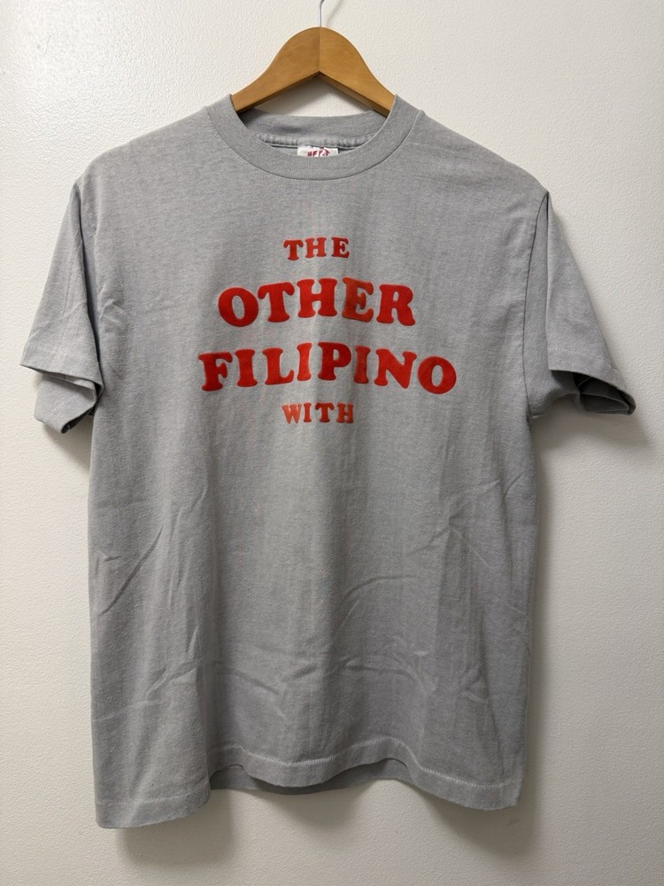 Vintage 80s Filipino Chevy Truck 3D Velvet Lettering Gray T-Shirt Men’s L Pinoy