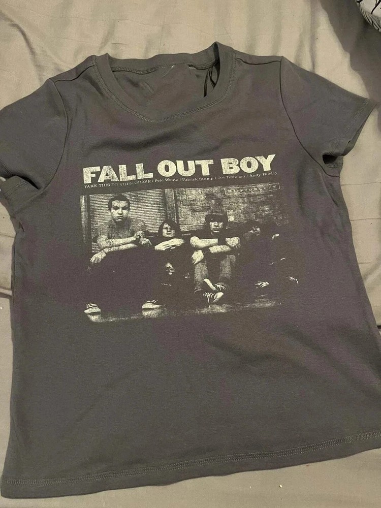 Fall Out Boy band 90s Reprint tee Charcoal T shirt Unisex Basic tee