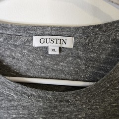 Gustin Shirt Mens XL Gray Heather Crewneck California USA Made Soft Tri-Blend
