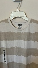 CSG Men’s Size Medium Beige White Stripe Casual Crew Neck Tee