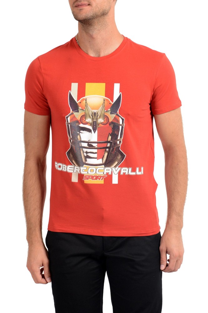 Roberto Cavalli “SPORT” Men’s Red Graphic Stretch T-Shirt US 2XL IT 56